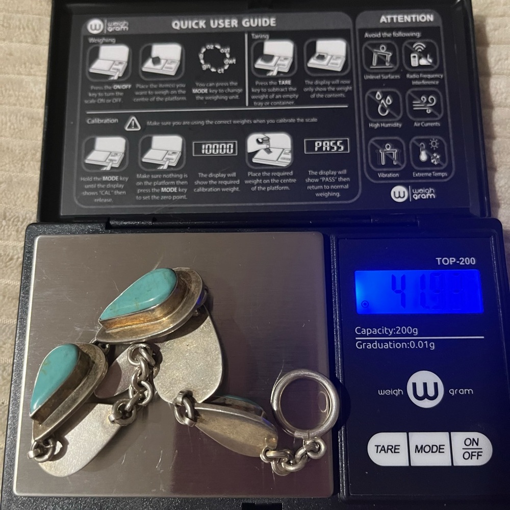 Solid Sterling Silver And Turquoise Bracelet - image 3